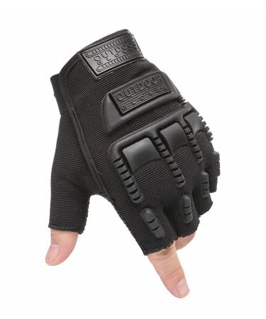 FANGIER Fingerless Tactical Gloves for Men,Hunting Gloves,Outdoor Sports Gloves,Lightweight Breathable Airsoft Gloves for Shooting, Hunting, Motorcycling, Climbing, CS Military Action Black-Commandos