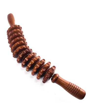 1 piece of massage roller wood back massage device wooden massage device Roller massage device with handle suitable for neck legs back body (brown) ...