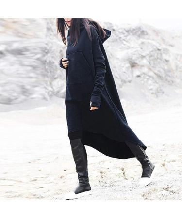 Bigfanshu in Women's Clothing Hooded Sweatshirt Long Sleeve Hoodies Ladies Jumper Dress Oversized Dark Blue - Buy Online on GoSupps.com
