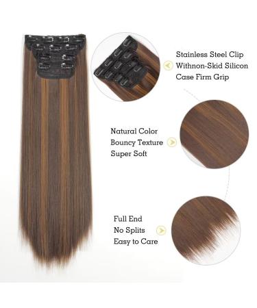 YDDM Clip-In Hair Extensions - 24 Inch Synthetic Smooth Realistic Look - 4Pcs 8H27# - Affordable & Easy to Use - Buy Online on GoSupps.com