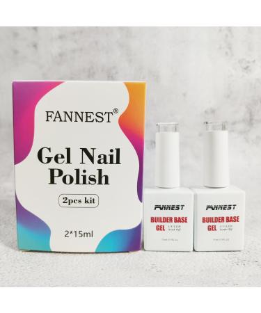 Rubber Builder Gel Base Gel Nail Polish Set - 5-in-1 Elastic Rubber Base Coat Kit | Soak Off LED/UV | Sheer Nude Pink Color | 15ml - 2pcs - Buy Online on GoSupps.com