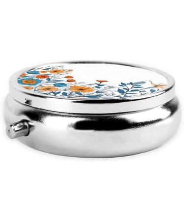 Turquoise Teal Floral Mini Round Pill Box - 3 Compartment Portable Pill Organizer for Travel Home & Office - Buy Online on GoSupps.com