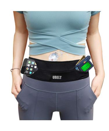 UBELT Insulin Pump Belt Pouch Diabetic Waist Fanny Pack Case Clip Accessories Running Band iPhone Plus Phone Holder Men Women Black/27-45