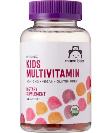 Amazon Brand - Mama Bear Organic Kids Multivitamin, 60 Gummies, 1 Month Supply (Packaging May Vary) Multivitamin Only