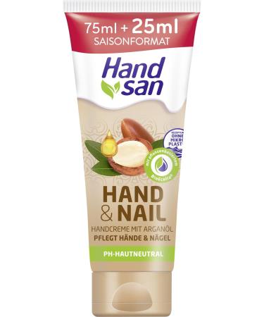 1 x Handsan hand cream hand & nail with argan oil/75 ml & 33% free/hand & nail care/provides intensive moisture/for dry cuticles