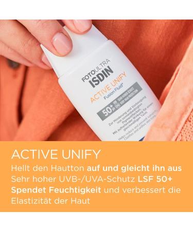 ISDIN FotoUltra Active Unify SPF 50+ - Triple Brightening Sunscreen for All Skin Types 50ml - Buy Online on GoSupps.com