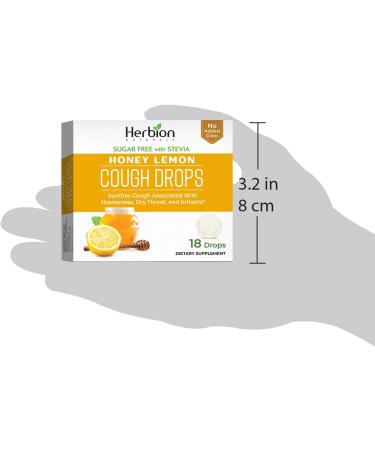 Herbion Naturals Sugar-Free Cough Drops with Natural Honey Lemon Flavor - 18 Drops, Oral Anesthetic for Cough Relief, Soothes Throat Irritation - 18 Count Pack for Adults and Children 2yo - Buy Online on GoSupps.com