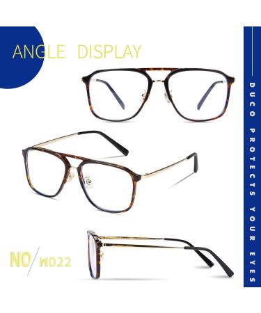 Buy DUCO Retro Square Aviator Blue Light Glasses for Men | Oversized 70s Vintage Double Bridge Blue Ray Blocking Eyewear - Perfect for Computer Use - Buy Online on GoSupps.com