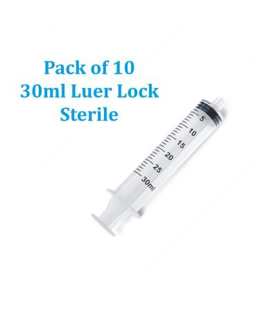 Easy Glide 30ML 30CC Luer Lock Syringe 10 Pack  No Needle  Sterile  Great for Home Care - Buy Online on GoSupps.com
