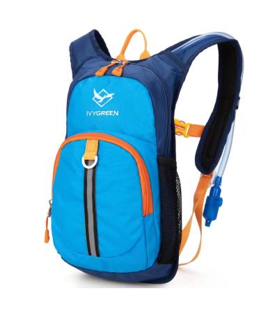 Ivygreen Kids Hydration Backpack, Hiking Backpack for Boys or Girls with 1.5L Water Bladder Blue