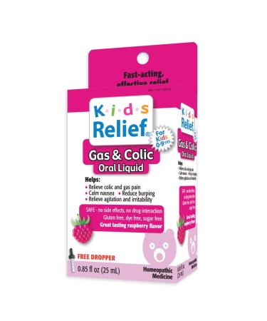 Kids Relief Gas and Colic Oral Solution  Raspberry  0.85 Fl Oz (Pack of 1)
