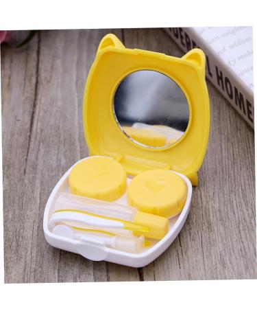 Homsfou Cartoon Contact Lens Case - Cute Yellow Lens Storage Container with Mirror & Tweezers - International Shipping Available - Buy Online on GoSupps.com