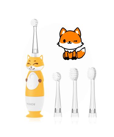 Baby Toothbrush, Toddler Toothbrush Age 0-4 Years, YUNCHI K3 Sonic Baby Electric Toothbrush with LED Smart Timer, BPA Free Baby Toothbrush 0 Months and up, Baby Toddler Electric Toothbrush 4 Heads Yellow - Buy Online on GoSupps.com