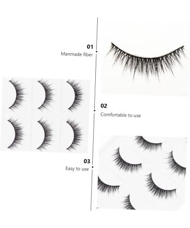 FRCOLOR 5 Pairs Short False Eyelashes Hair Eyelashes Natural Look Eyelashes False Lashes Handmade Eyelashes Natural Eyelashes 3d Eyelashes Make up Extend Artificial Fiber 6d 3.3x1.1x0.5cm Black - Buy Online on GoSupps.com