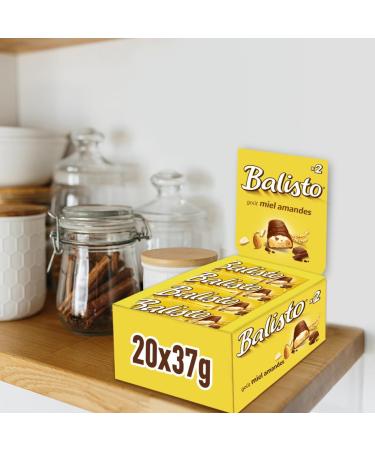 BALISTO - Cereal and Milk Chocolate Biscuit Bar - Large Format - 20 x 37g - Honey & Almond Flavor - Ideal for Sharing - Buy Online on GoSupps.com