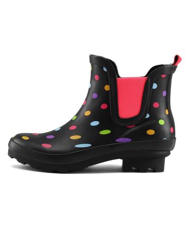 K KomForme Womens Short Rain Boots Waterproof Ankle Garden Boots, Anti-slip Outdoor Work Shoes 7-7.5 Colorful