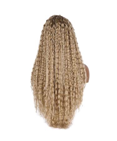 SHIYID Long Curly Synthetic Lace Front Wig - Silver-Gray with Black Roots for Women | International Shipping - Buy Online on GoSupps.com