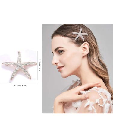 Handmade Clear Crystal Rhinestone Starfish Hair Clip - Beach Hair Accessories for Women - Buy Online on GoSupps.com