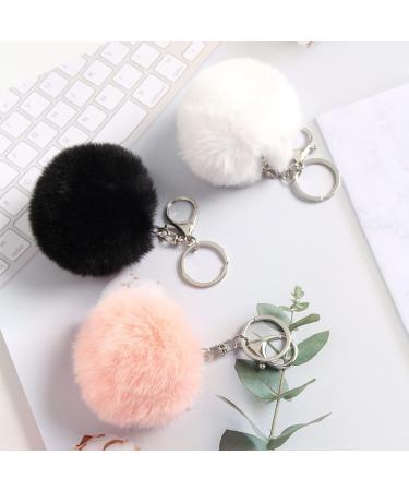 Pack of 6 White 2.8in Fluffy Faux Fur Pompom Balls with Tiny Cord for Hat Shoes Garment Accessories - Buy Online on GoSupps.com