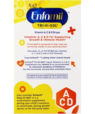 Enfamil Tri-Vi-Sol Supplement Drops Vitamins A D and C for Infants 1.66 fl oz (50 ml) - Buy Online on GoSupps.com