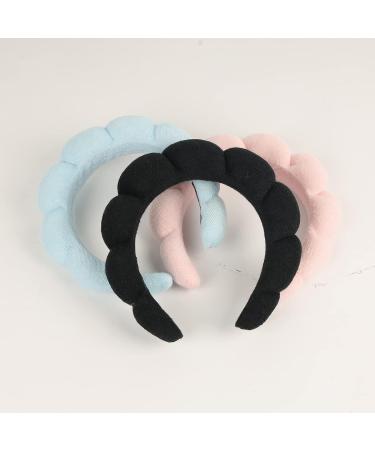 Spa Headband for Women with Triangle Powder Puff, Terry Cloth Fabric Hair Band - Black | Versatile Headband for Makeup, Skincare, Shower - Buy Online on GoSupps.com