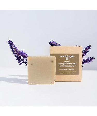  Sant'Egle Organic solid soap with clay and lavender 100g. Economy pack of 3 soaps. (3) - Buy Online on GoSupps.com