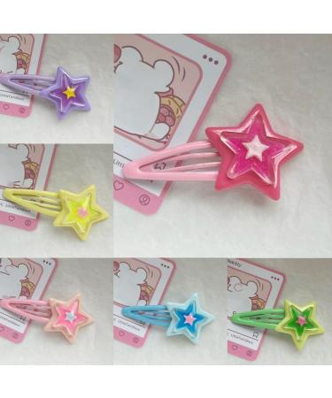 xbiez Girly Snap Clip Hairpin Y2K Girls Headdress Hair Accessories Delicate Star Color Block Mini Jelly Star Hairpin - Buy Online on GoSupps.com