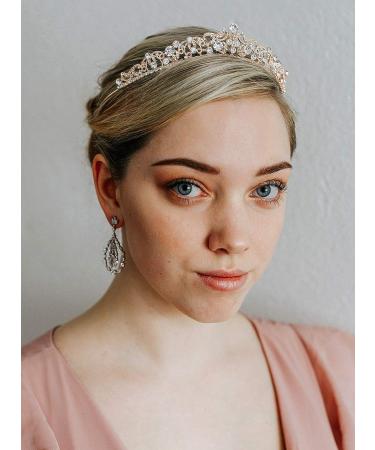 SWEETV Rose Gold Wedding Tiara Crown with Rhinestones for Women and Girls - Buy Online on GoSupps.com