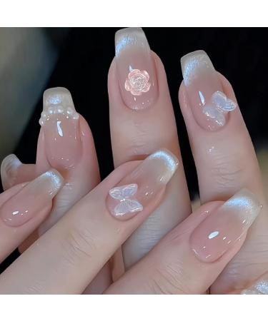 260Pcs 3D Assorted Pearls Nail Charms | Acrylic Multi Shapes | Pink Heart Flower Bear Bowknot | Cute Nail Beads Charms for Manicure DIY - Buy Online on GoSupps.com