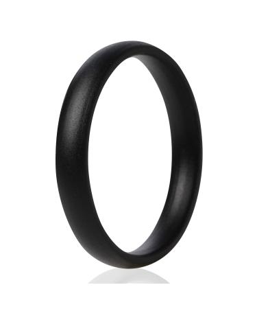 ThunderFit Super Thin Stackable Silicone Rings Wedding Bands - 16 Rings / 12 Rings / 8 Rings / 4 Rings / 1 Ring - 3mm Width - 1.5mm Thickness Black 4.5 - 5 (15.7mm)