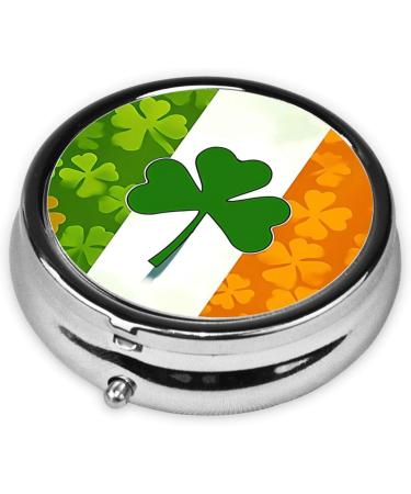 Clover British Flag Portable Metal Pill Box | Round Mini 3-Compartment | Travel Essential for Small Pills | Hinged Design - Black - Buy Online on GoSupps.com