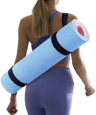 2 Pack Adjustable Yoga Mat Carrier Straps - Easy Cinch Sling for Large Mats - Cotton Exercise Band - Light Blue/Black - Buy Online on GoSupps.com