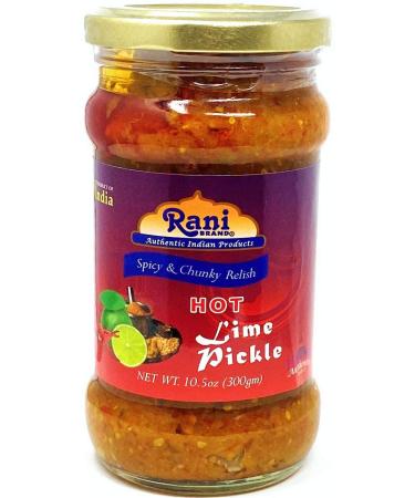 Rani Lime Pickle Hot (Achar Spicy Indian Relish) 10.5oz (300g) Glass Jar Vegan | Gluten Free | Non-GMO | No Colors | Popular Indian Condiment Indian Origin FRUITS & VEGETABLE 10.5oz Hot Lime