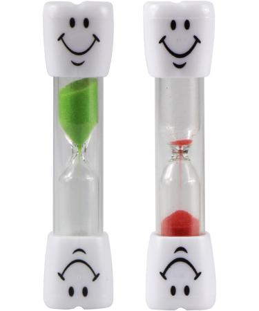 UOOOM 2pcs Kids Toothbrush Timer Smiling Face Sand Timer Hourglass (Red+Green) | 3 Minutes | Fun Oral Health Tool - Buy Online on GoSupps.com