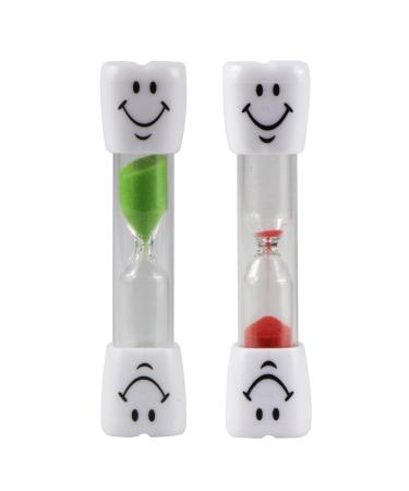 UOOOM 2pcs 3 Minutes Kids Toothbrush Timer Smiling Face Sand Timer Hourglass (Red+Green)