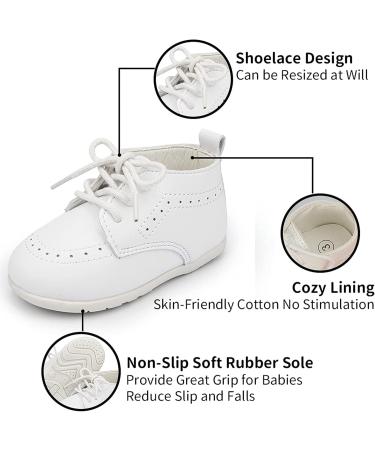 Baby Boys Girls PU Leather Anti-Slip Shoes 6-9 Months - White - Buy Online on GoSupps.com
