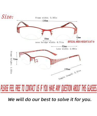 Women's Photochromic Bifocal Reading Glasses Red Metal Frame 2.75x - Transition Sun Glasses for Presbyopia - Buy Online on GoSupps.com