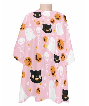 Halloween Barber Cape - Salon Hair Cutting Cape for Women Men Kids Adults Pink Orange Black Haircut Cape with Adjustable Elastic Neckline Hairdressing Stylist Cape Gown Accessories 1 piece 55x63 Inch Pink Black Orange