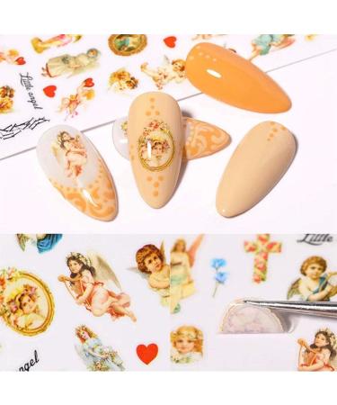 Nail Stickers EBANKU Angel Nail Art Stickers 3D Self Adhesive Stickers for Nails Angel Nail Decals Cupid Baby Love Flower Nail Art Decoration DIY Manicure Nail Design - Buy Online on GoSupps.com