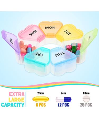 2 Pack Travel Weekly Pill Organizer - Portable 7 Day Pill Box - Cute Flower Design - Medicine Containers for Daily Use - Multi Colored Pill Dispenser - Buy Online on GoSupps.com