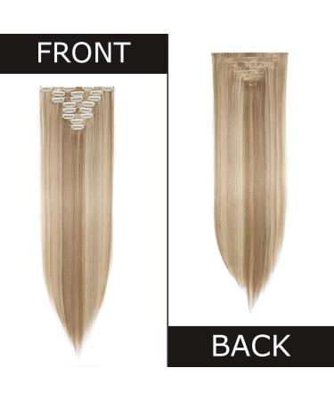 26 Straight Hair Extension 8-Piece Full Head Set Clip In Hair Extensions - Sandy & Bleach Blond, Heat-Resistant - Buy Online on GoSupps.com