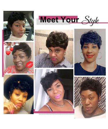 VCK Black Short Curly Pixie Cut Human Hair Wig for Black Women - Natural Fashion Short Wig - Buy Online on GoSupps.com