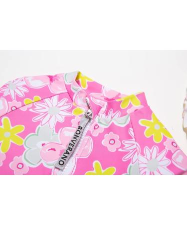 BONVERANO Baby Girls Swimsuit | Long-Sleeve Zipper One Piece Swimwear | UPF 50+ Sun Protection | 2-3 Years | Pink Yellow - Buy Online on GoSupps.com
