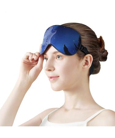 Wolf Howling Starry Sky Sleep Mask - Adjustable Blindfold for Night Travel and Nap - Buy Online on GoSupps.com