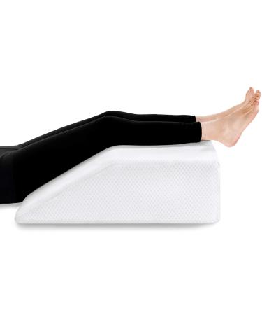 Leg Elevation Pillow with Cooling Gel Memory Foam Top, Wedge Pillow to Solve Back& Leg &Joint Pain, Acid Reflux, Heartburn, Snoring,Pregnancy White 8-Inch
