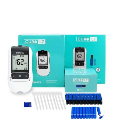 CURO-L7 Professional Grade Blood Cholesterol Test Home KIT (All-in-One : Test Device  Test Strips 10ea  Lancets & EziTube Rod Included)