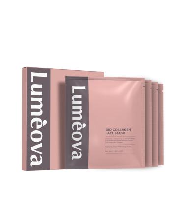 4 Masques Collag ne Visage Korean Masque Hydrogel Seconde Peau Hydratation 4h Anti-Rides clat Hydratation Intense Collag ne Marin & Acide Hyaluronique | Pack de 4 x 34 g Lum ova Paris