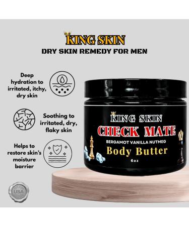 KING SKIN CheckMate Body Butter I Infused with Fine Fresh Fragrance with notes of Bergamot Vanilla & Cedarwood I Packed with Shea Butter & Avocado I Long Lasting Deep Hydration for Men I 6 oz - Buy Online on GoSupps.com