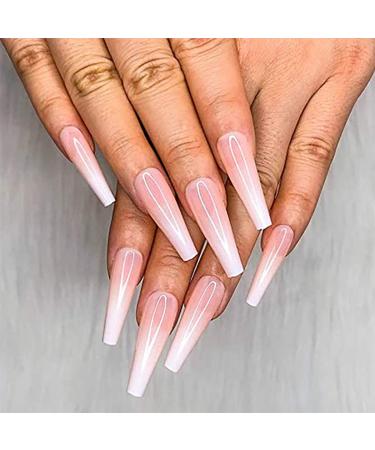 Brishow Coffin Artificial Press On Nails - Long Gradient Ballerina Acrylic - 24 Pieces for Women & Girls - Buy Online on GoSupps.com