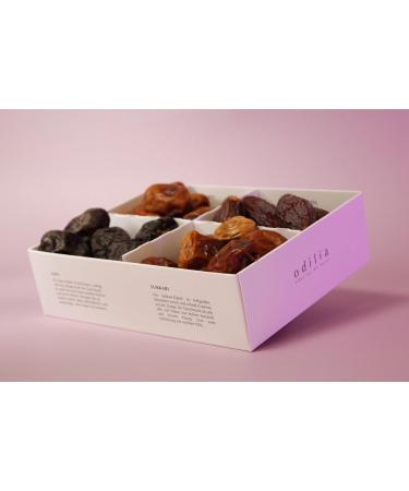  odilia Odilia Palm Harmonie Discovery Box 500g Exclusive Organic Date Variety | 4 elegant varieties: Ajwa Sukkari Monefie Medjool | Vegan gluten-free no added sugar | Luxurious gift idea - Buy Online on GoSupps.com